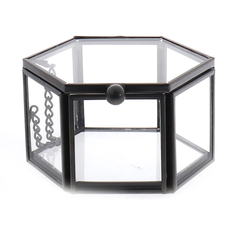 Transparent Geometrical Glass Jewelry Box (1PC)