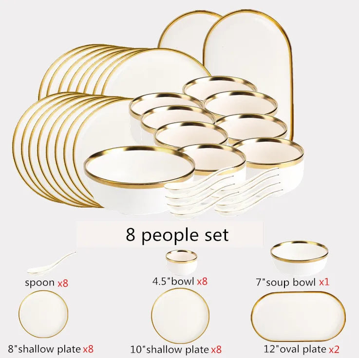 Matte Rim White Porcelain Dinner Plates