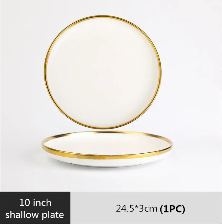 Matte Rim White Porcelain Dinner Plates