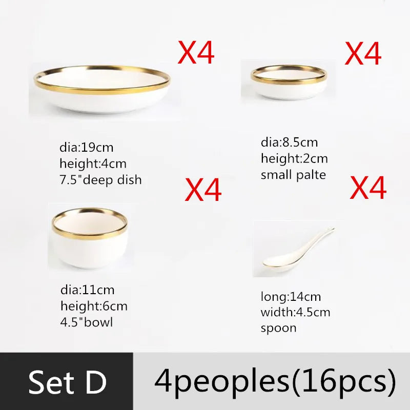 Matte Rim White Porcelain Dinner Plates