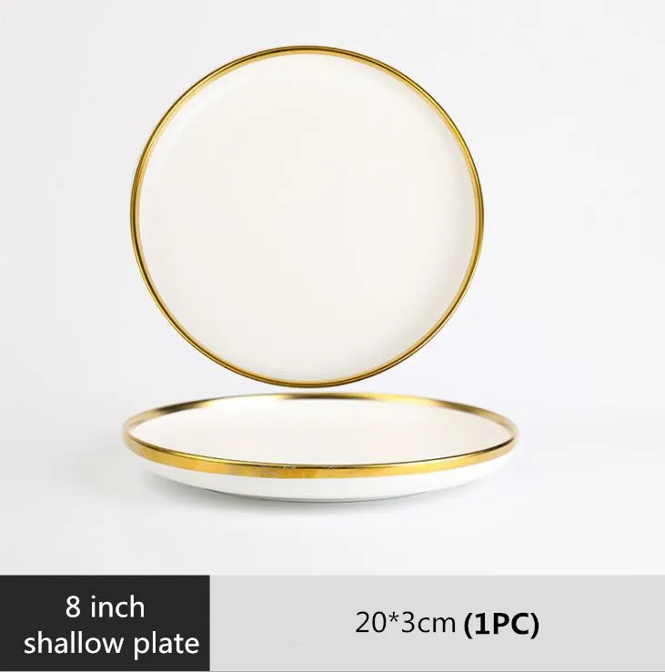 Matte Rim White Porcelain Dinner Plates