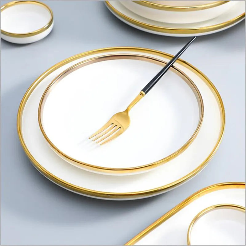 Matte Rim White Porcelain Dinner Plates