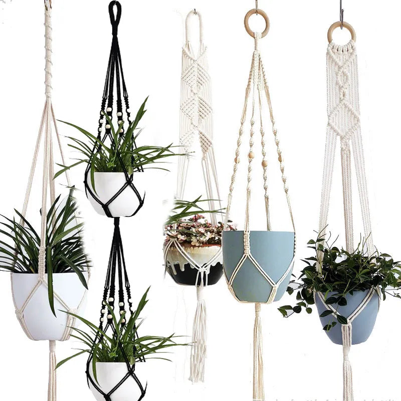 Handmade macrame plant hanger plant holder pot hanger pot tray for wall decoration balcony flower pot hanger