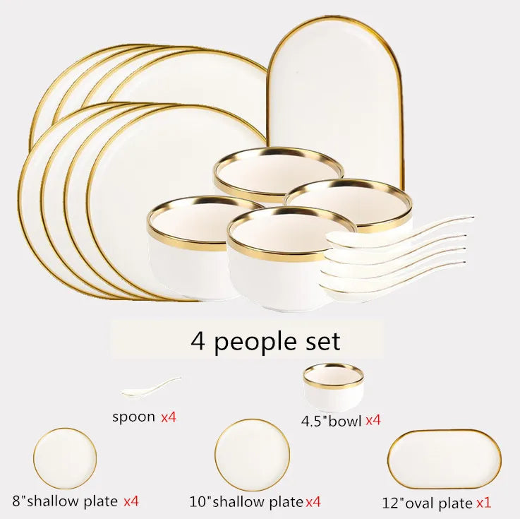 Matte Rim White Porcelain Dinner Plates