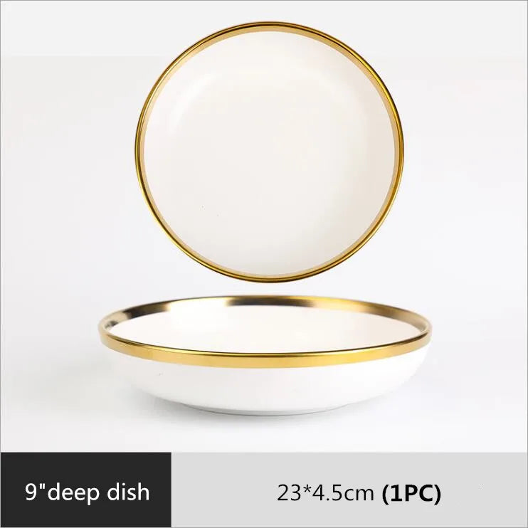 Matte Rim White Porcelain Dinner Plates