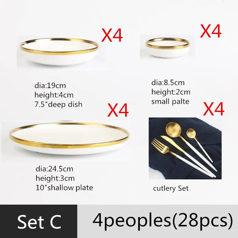 Matte Rim White Porcelain Dinner Plates