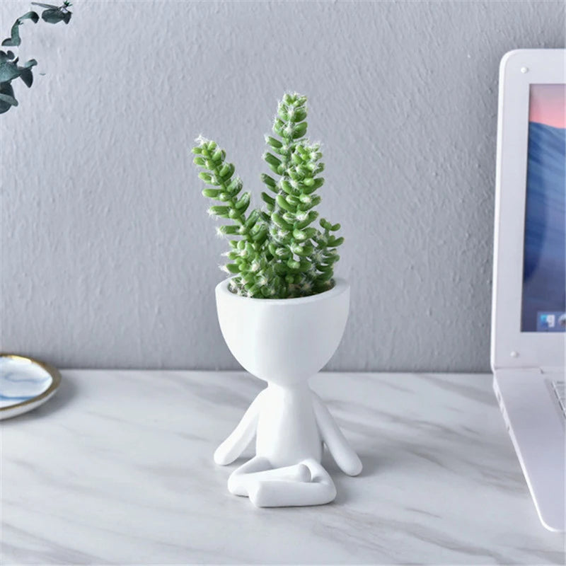 Nordic Vase Home Hanging Flower Pots White Art Character Pot Vase Garden Pots Planters Wall Sculpture Plant Pot Home Decor