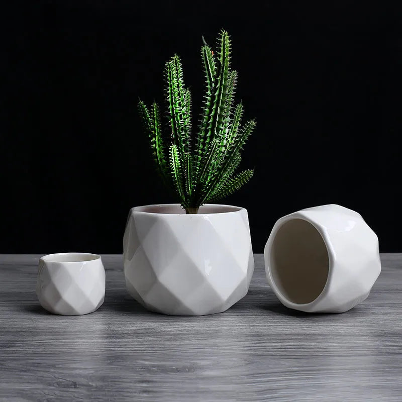 Ceramic Diamond Geometric Flowerpot