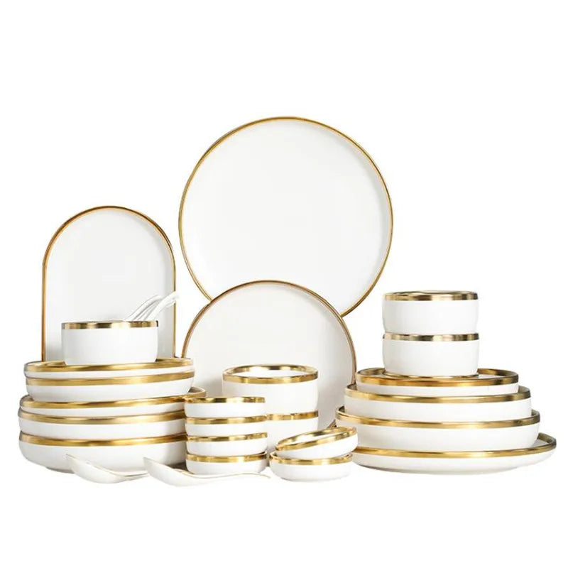 Matte Rim White Porcelain Dinner Plates