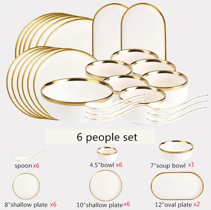Matte Rim White Porcelain Dinner Plates