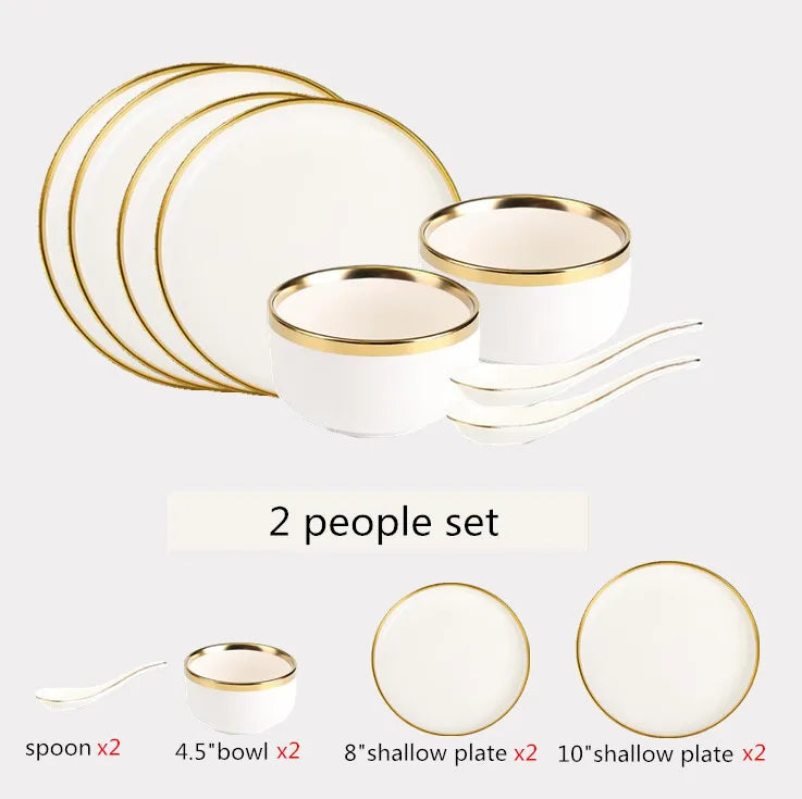 Matte Rim White Porcelain Dinner Plates