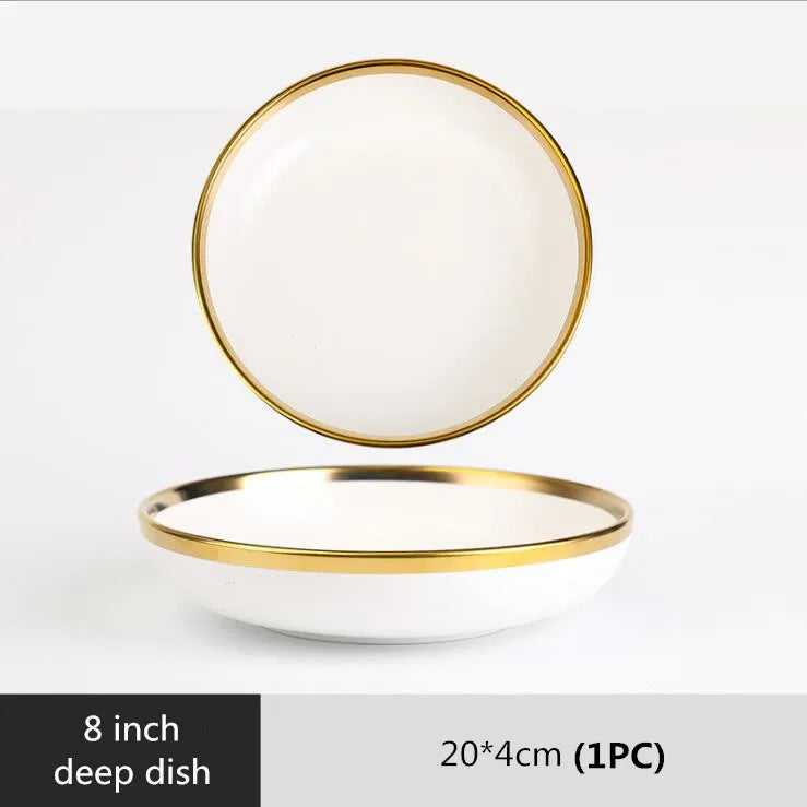 Matte Rim White Porcelain Dinner Plates