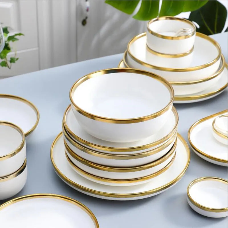 Matte Rim White Porcelain Dinner Plates