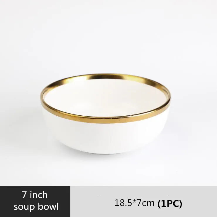 Matte Rim White Porcelain Dinner Plates
