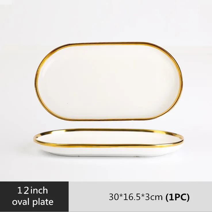 Matte Rim White Porcelain Dinner Plates