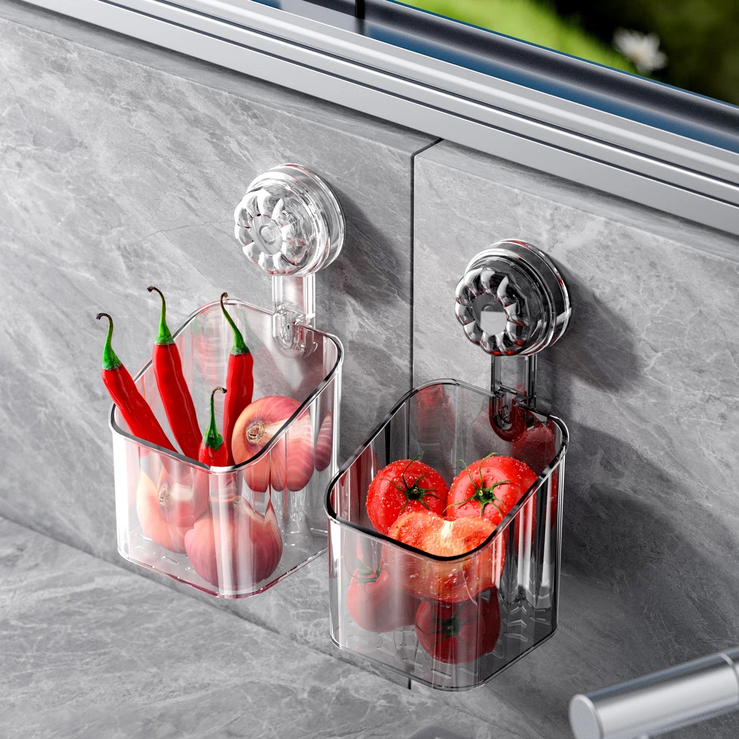 Durable Suction Wall Hanging Kitchen / Bathroom Storage Frame (1PC)