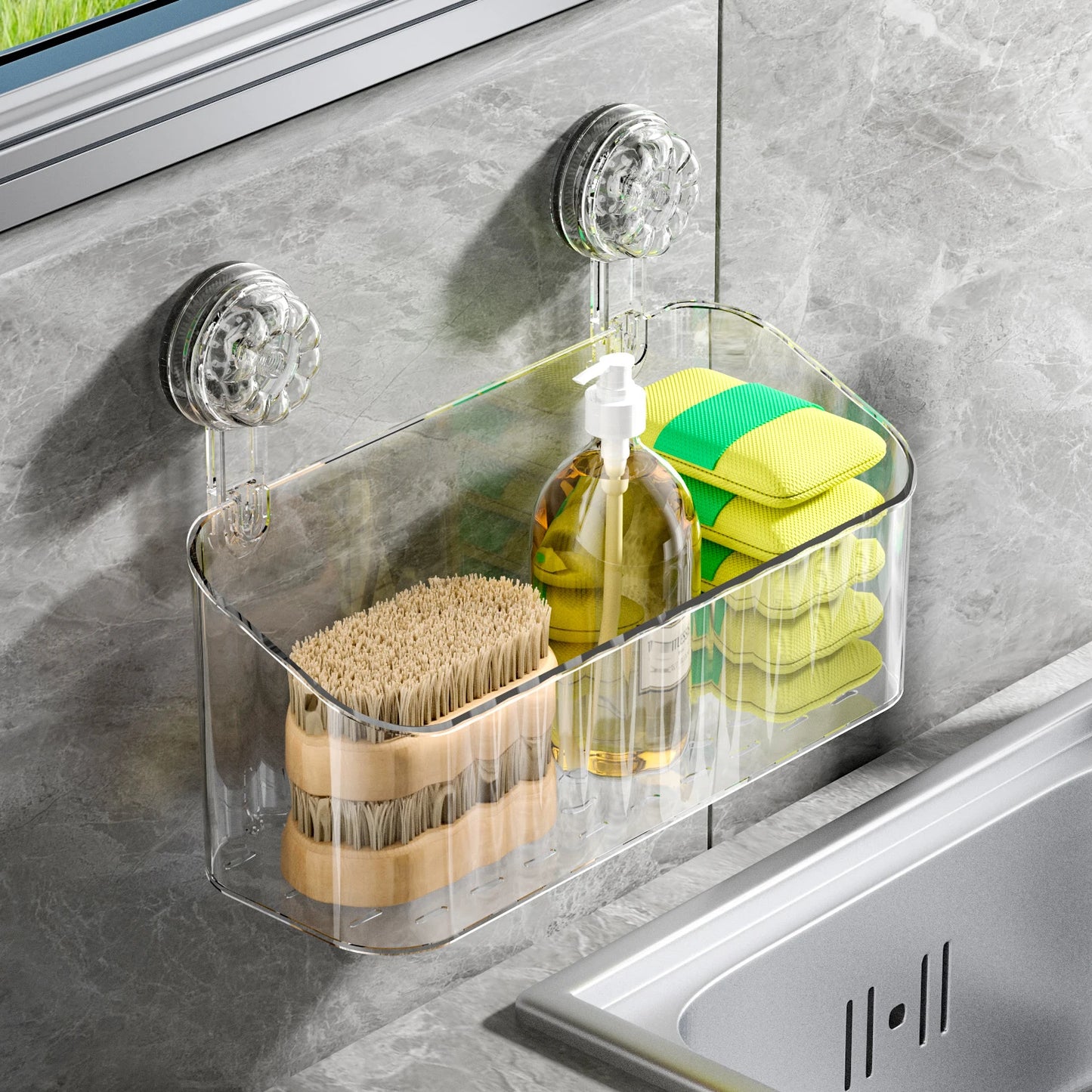 Durable Suction Wall Hanging Kitchen / Bathroom Storage Frame (1PC)