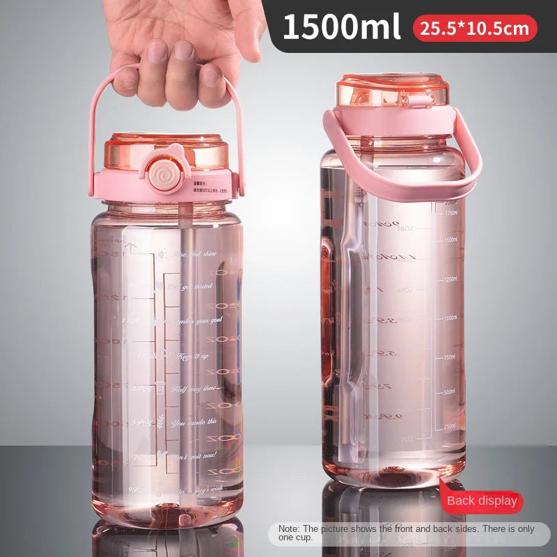 Sports Water Cup With Straws & Handle (1PC)