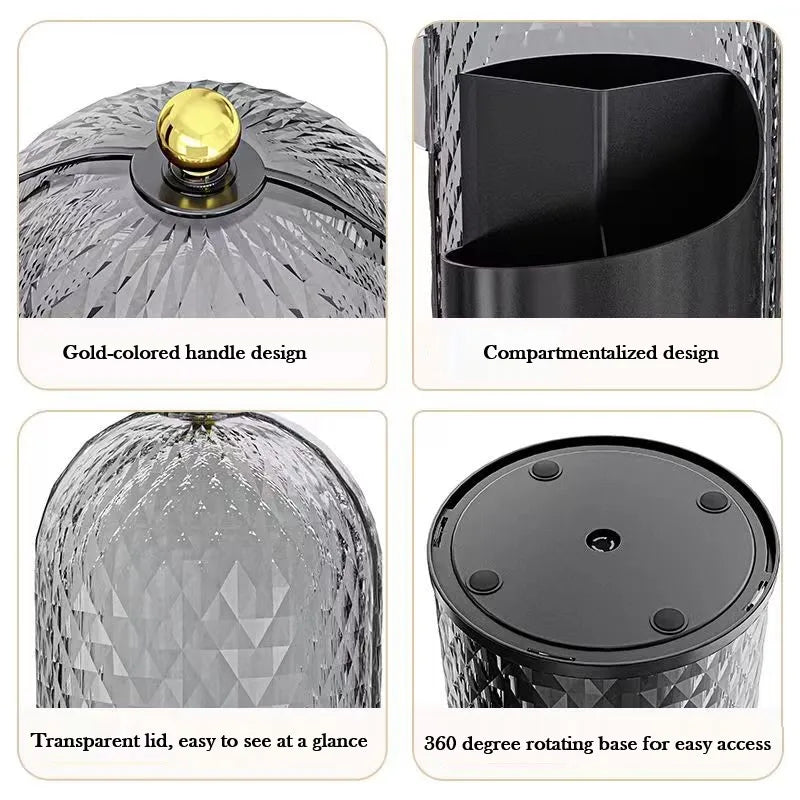 Diamond Birdcage 360° Rotating Makeup Brush Holder