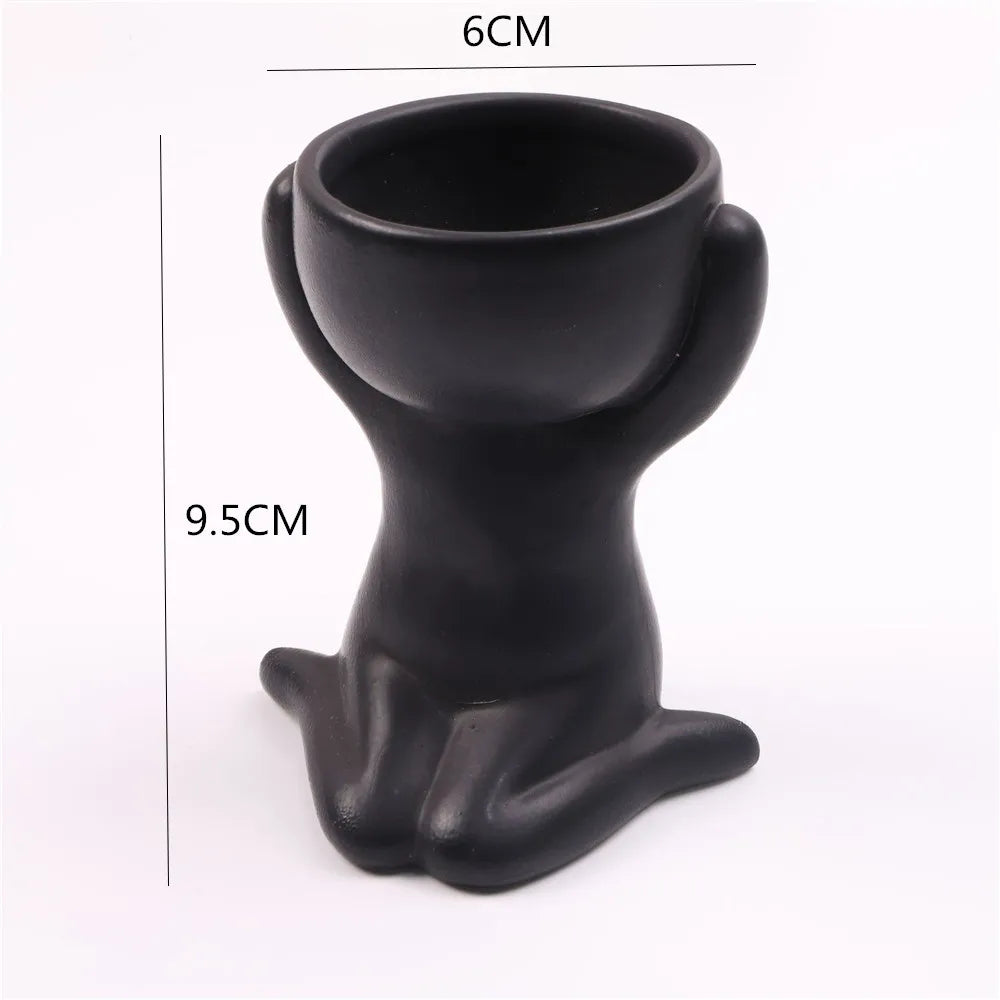 Humanoid Ceramic Flower Pot Gift Vase Portrait Vase Fleshy Flower Pot Flower Planters Cute Birthday Gift Home Decoration