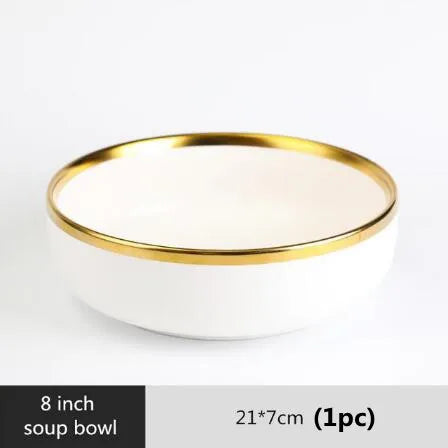 Matte Rim White Porcelain Dinner Plates