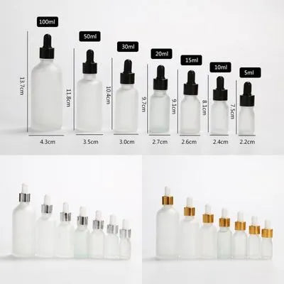 Frost Glass Cosmetic Packaging Container  - Essential Oil Bottles (12pc / order)