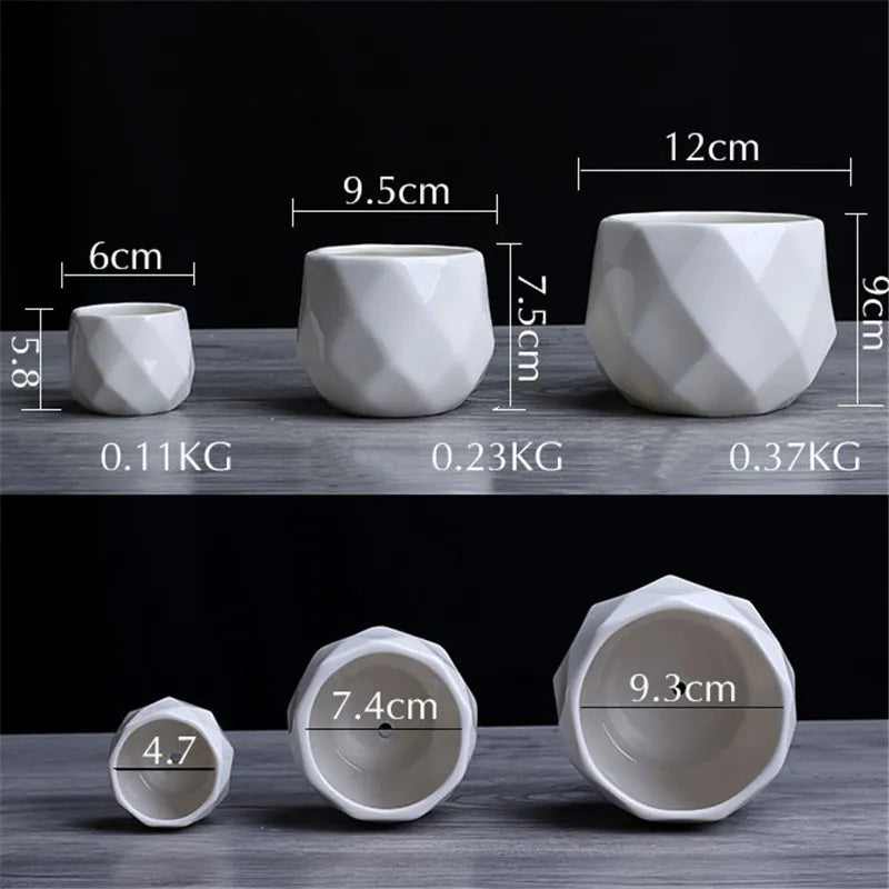 Ceramic Diamond Geometric Flowerpot