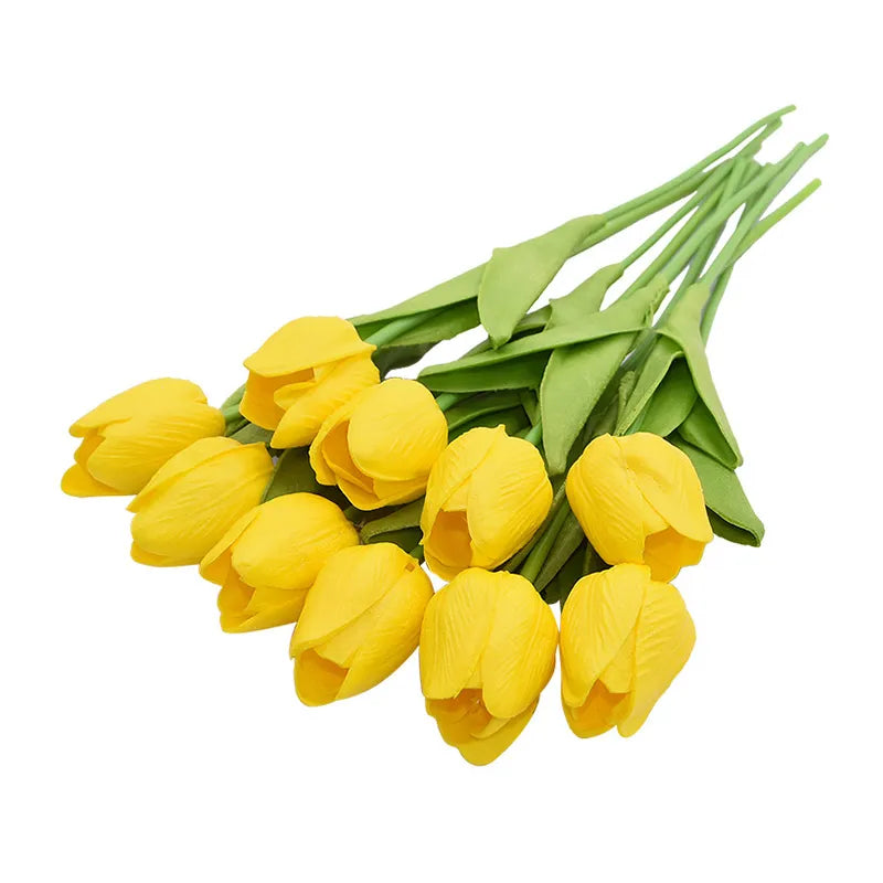 10PCS Tulip Artificial Flower Real Touch Artificial Bouquet PE Fake Flower for Wedding Decoration Flowers Home Garden Decor