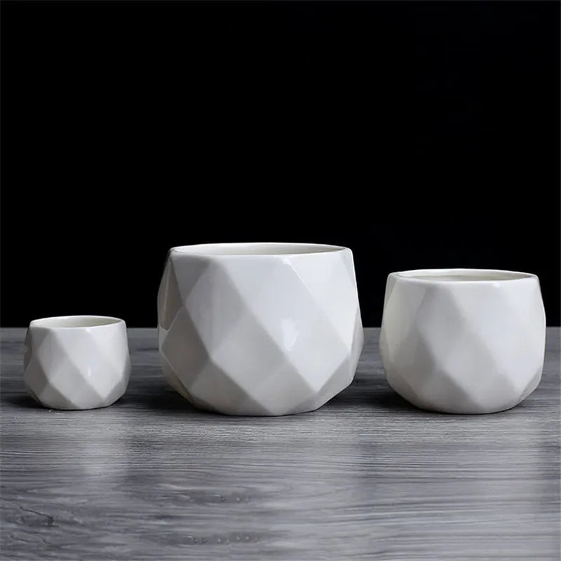 Ceramic Diamond Geometric Flowerpot