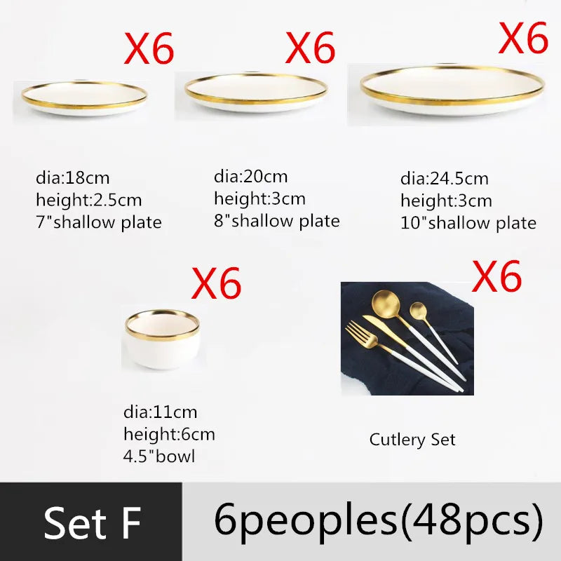 Matte Rim White Porcelain Dinner Plates