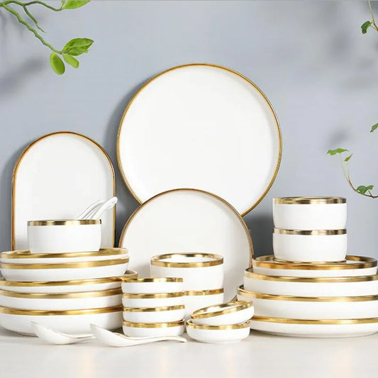 Matte Rim White Porcelain Dinner Plates