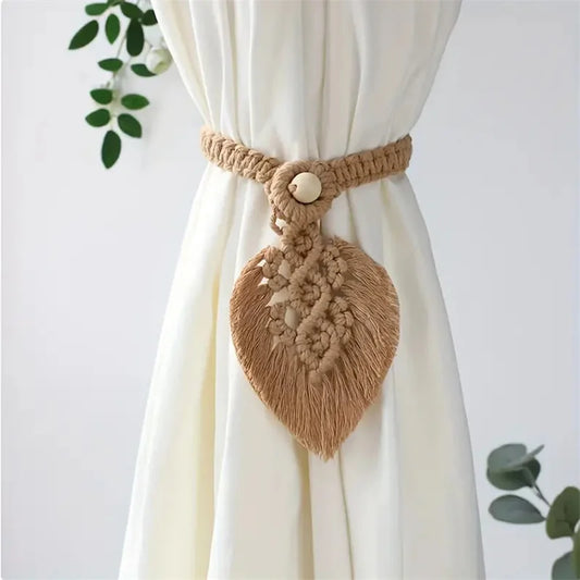 Handmade Cotton Cord Curtain Ties (Leaf Shape)