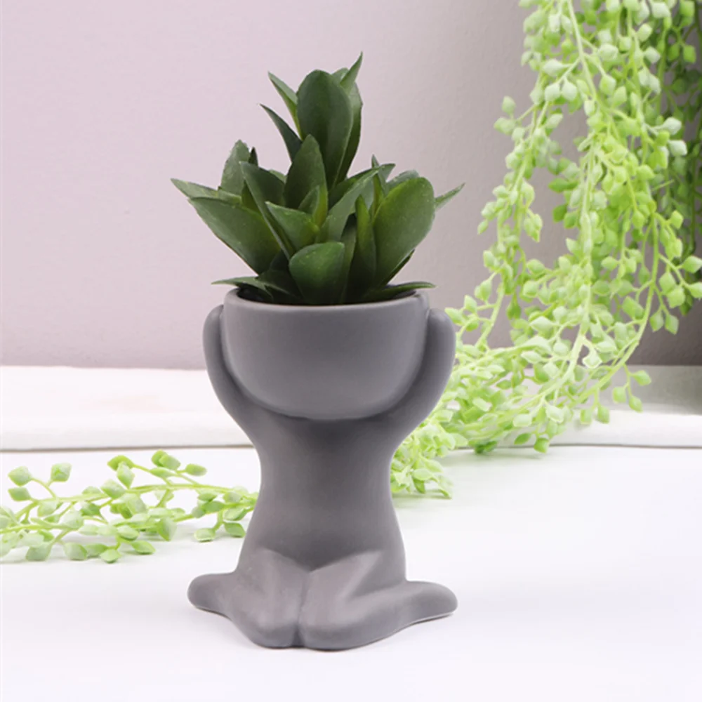 Humanoid Ceramic Flower Pot Gift Vase Portrait Vase Fleshy Flower Pot Flower Planters Cute Birthday Gift Home Decoration